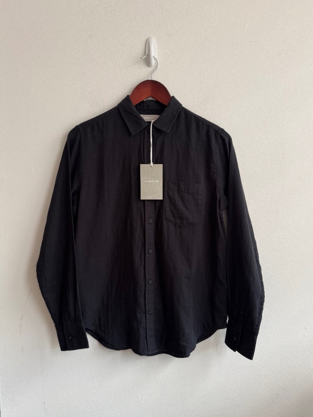NWT Everlane Cotton Button-Up in Black, Size 0